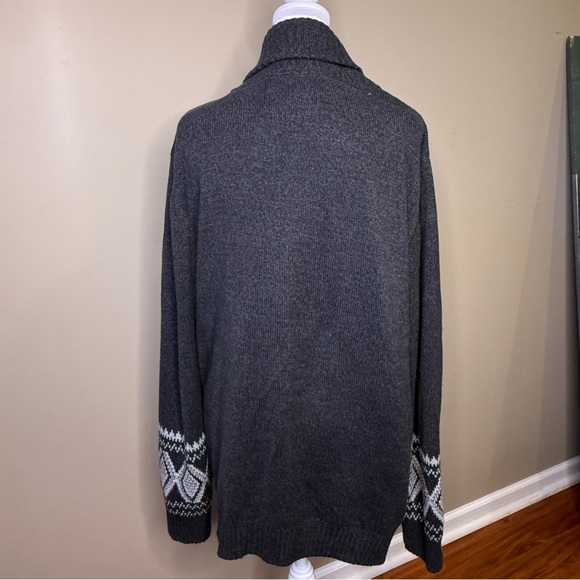 Urban Pipeline Cardigan Men Large Gray Grey Fairisle Nordic Sweater Button Up - Picture 4 of 11